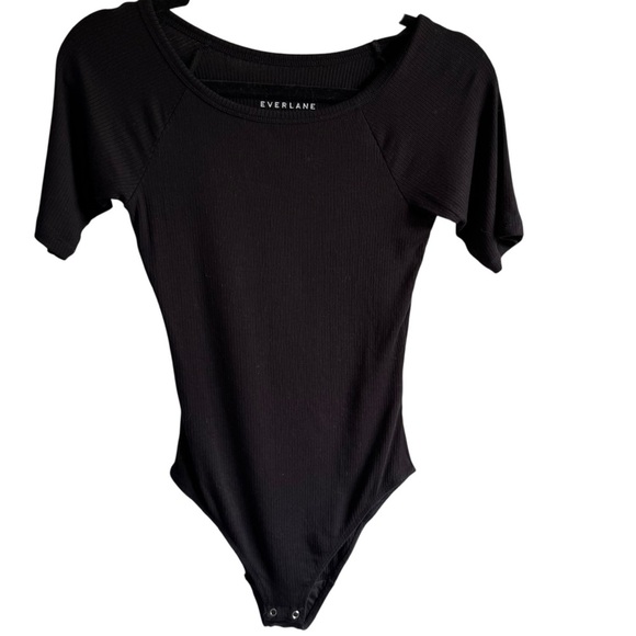 Everlane Ribbed Tencel Short Sleeve Bodysuit Black Size S - Picture 3 of 12